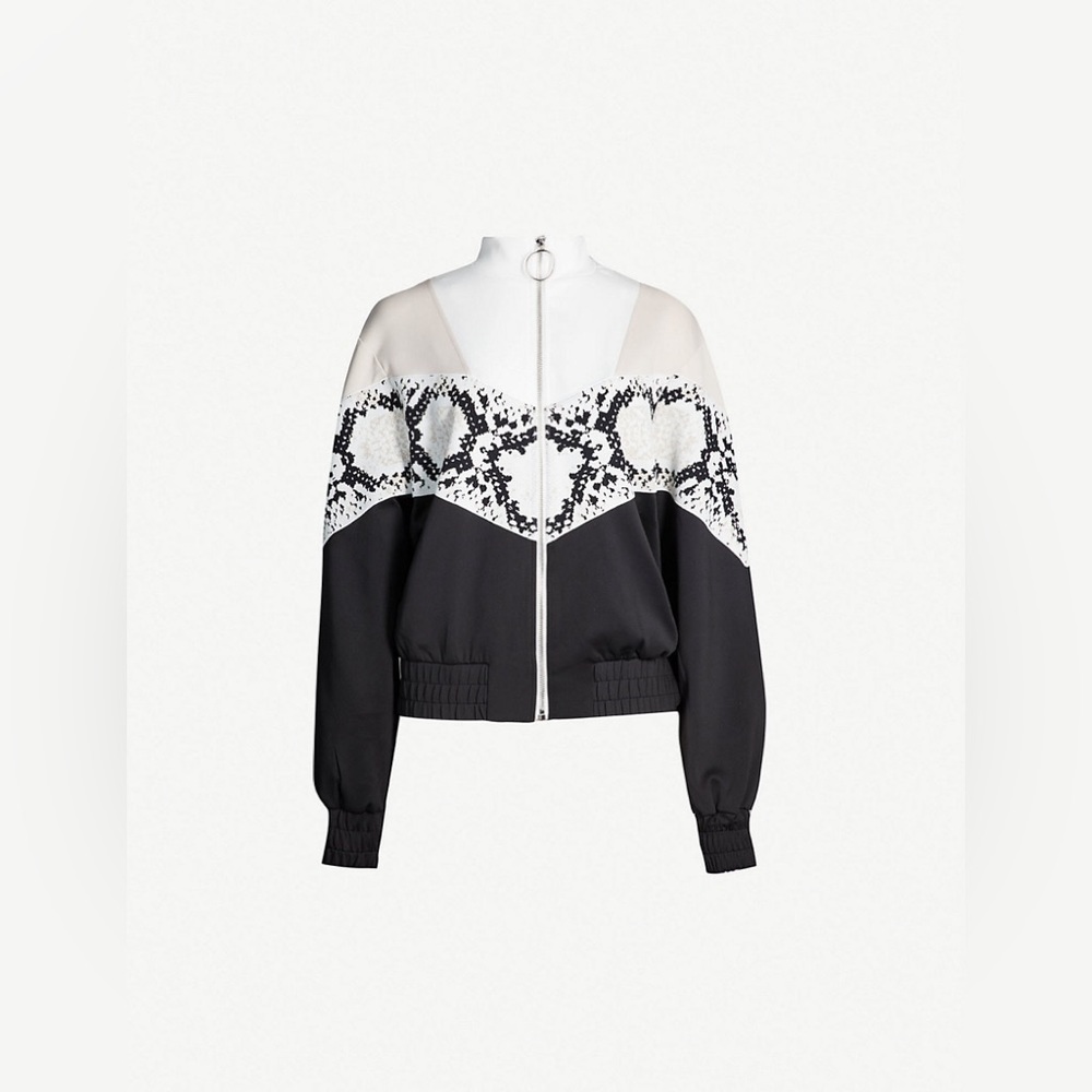 Maje Thelo Zipped Python-Print Sports-Jersey Jack… - image 6